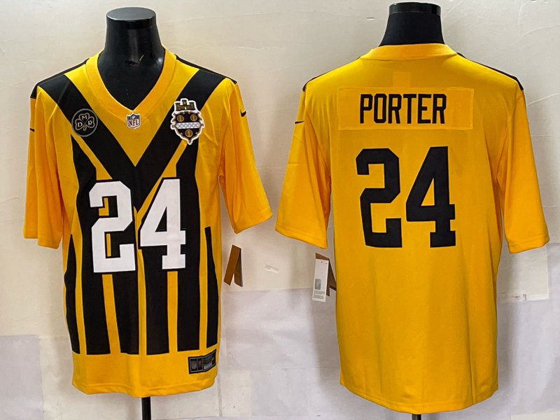 Men Pittsburgh Steelers 24 Porter Yellow Retro 2025 Nike Limited NFL Jersey style 010